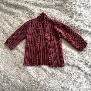 Berry Open-Front Cardigan, hand knit